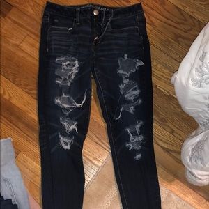 american eagle super stretch ripped jeggings